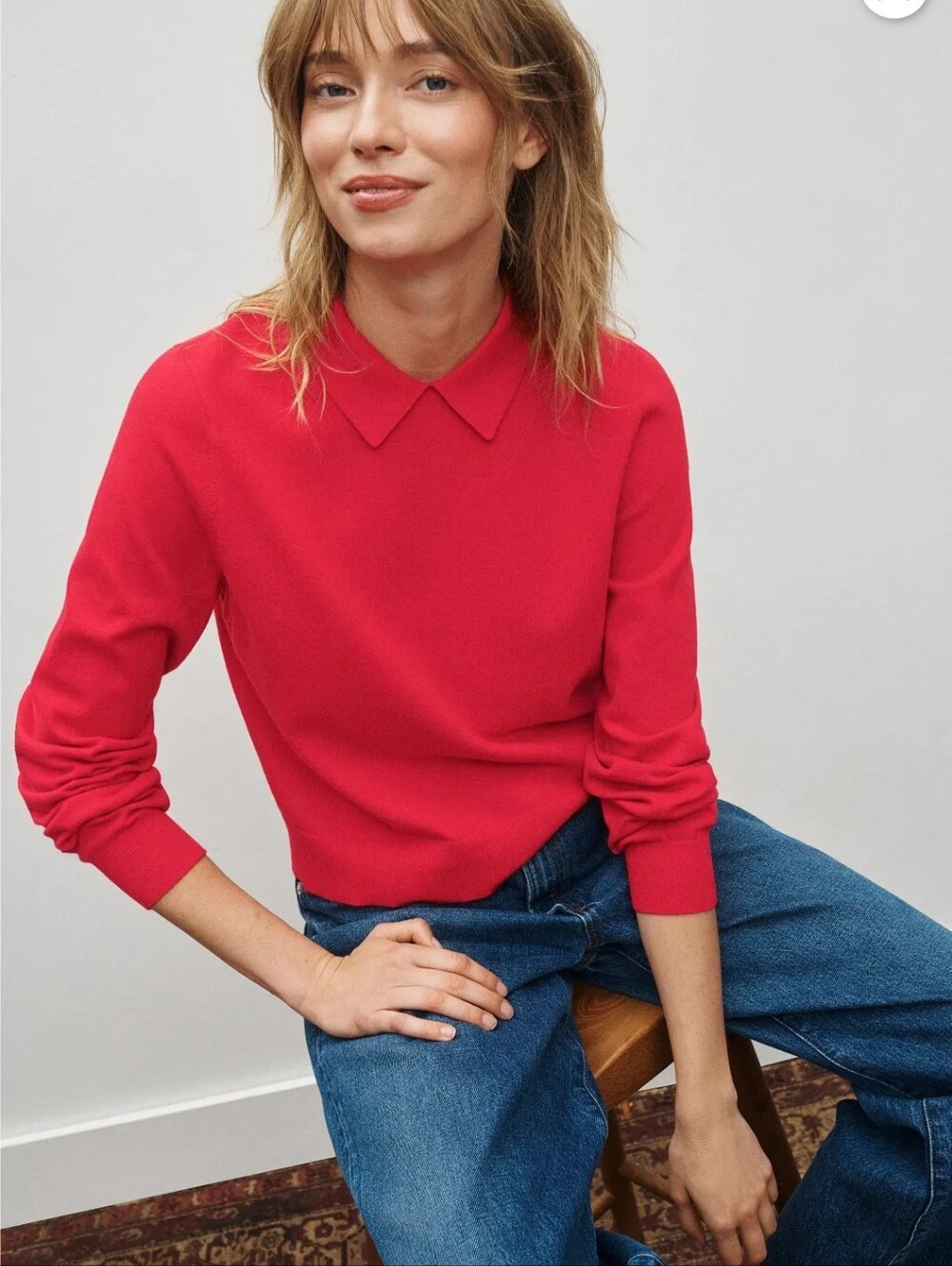 SPLENDID PHOEBE PEACHSKIN POLO SWEATER SIZE L MSRP $158